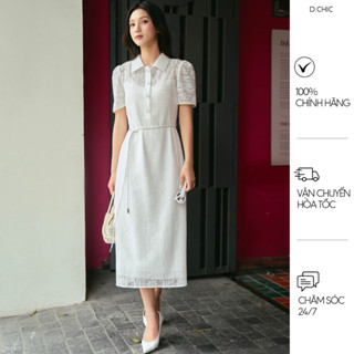 D.CHIC Váy ren cổ đức tay cộc có dây đai MS: 2813771