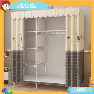 Tủ Quần Áo Vải 6 ngăn Khung Thép cho sinh viên Tủ đựng quần áo Tủ Vải Lắp Ráp Đa Năng