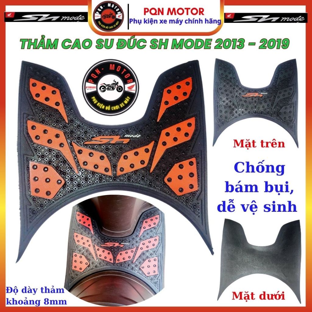 Thảm Lót Chân Xe SH Mode 2013–2019 Cao Su Đúc Chống Trượt Mẫu Thái Dày 8mm – Dễ Vệ Sinh, Lắp Zin