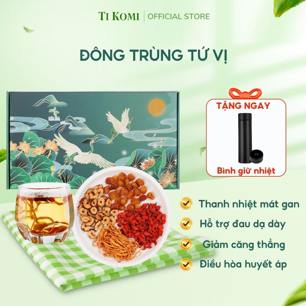 Trà Đông Trùng Hạ Thảo Tứ Vị - Trà Thảo Mộc An Thần, Đẹp Da, Tăng Cường Sức Khoẻ, Sinh Lý