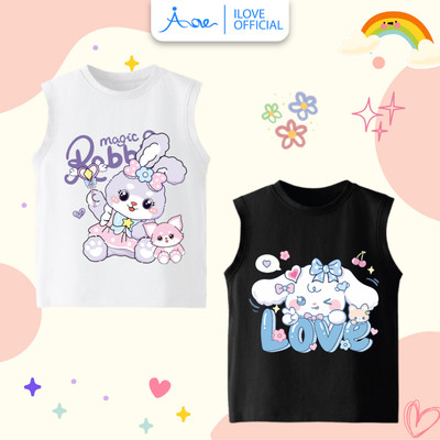 [HÀNG MỚI VỀ]Áo BA LỖ ĐỘNG VẬT xinh xắn, áo thun ba lỗ ILOVE chất COTTON mềm mịn, thoáng mát dành cho bé gái 10-32kg