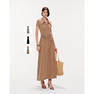 Đầm polo dài nhún hông tay ngắn MOLLYNISTA thiết kế quyến rũ thanh lịch nữ tính cao cấp