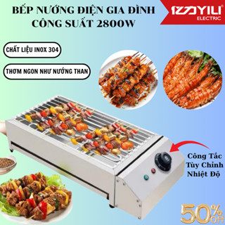 Bếp nướng điện hải sản thịt xiên không khói công suất 2800W, bếp nướng BBQ gia đình chất liệu Inox. Bảo hành 12 tháng.