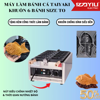 Máy làm bánh Cá Taiyaki 6 con cỡ lớn dùng điện CNN6. Máy nướng bánh cá công nghiệp công suất 3000W. Bảo hành 12 tháng