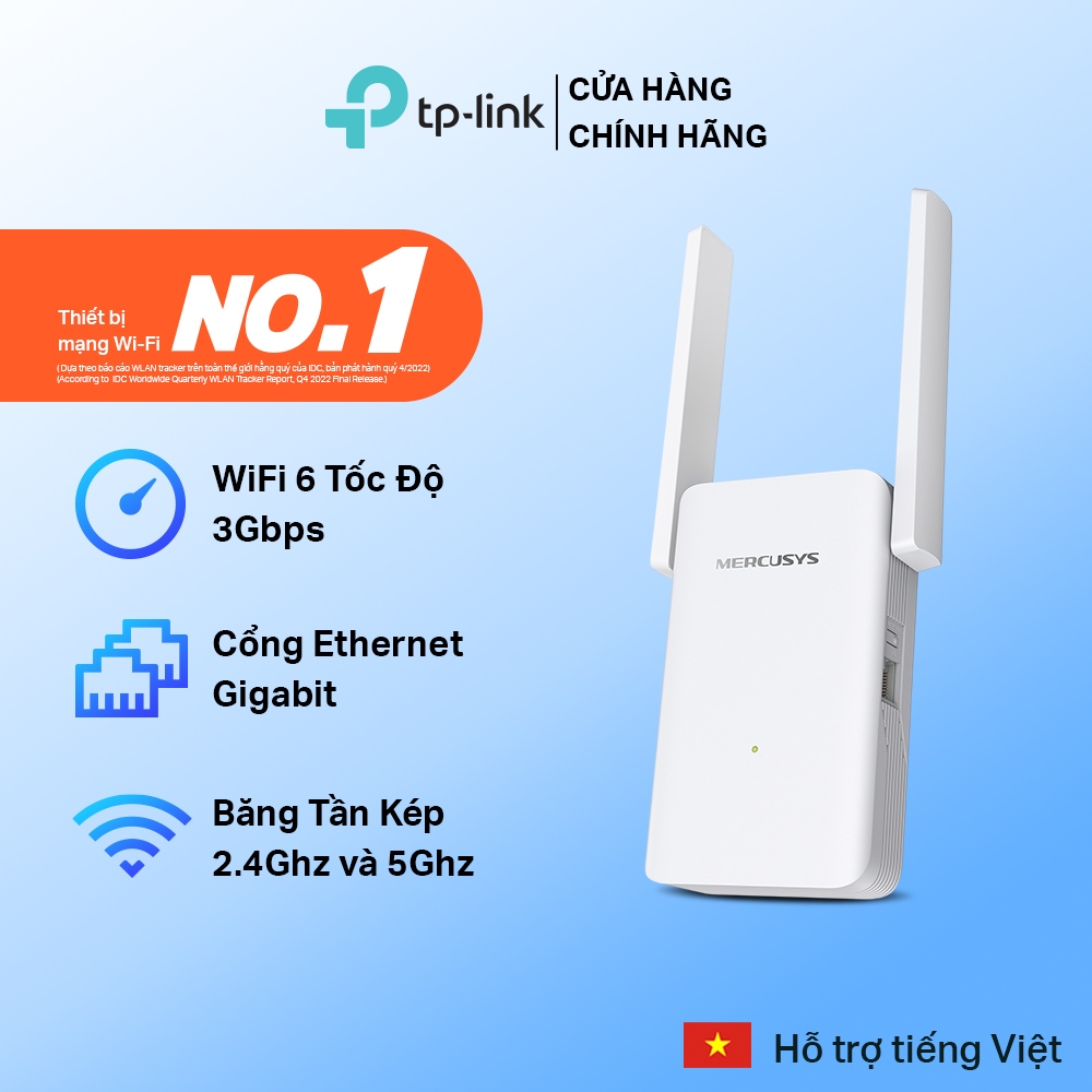 [Tốc Độ 3000Mbps] Bộ mở rộng sóng Wi-Fi 6 Mercusys ME80X AX3000 | Chuẩn Wi-Fi  | Tương Thích Mọi Rou