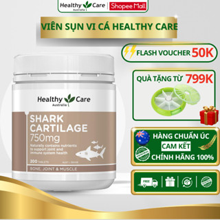 Sụn vi cá mập Healthy Care Shark Cartilage 750mg hỗ trợ xương khớp, tăng cường miễn dịch 200 viên