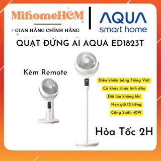 Quạt đứng Aqua ED1823T, quạt AI điều khiển giọng nói, có khay tinh dầu, đối lưu không khí, hẹn giờ 12 tiếng