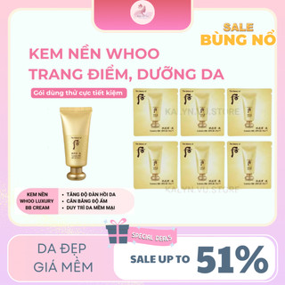   Combo 50 gói  Kem nền Whoo trang điểm,dưỡng da,chống nắng,cân bằng độ ẩm,tăng đàn hồi cho làn da - Whoo Luxury BB Cream 