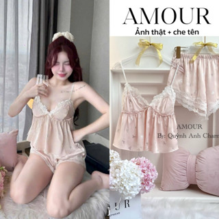  SP003 Set bộ đồ ngủ mặc nhà 2 dây lụa mềm hàng Quảng Châu cao cấp có đệm 