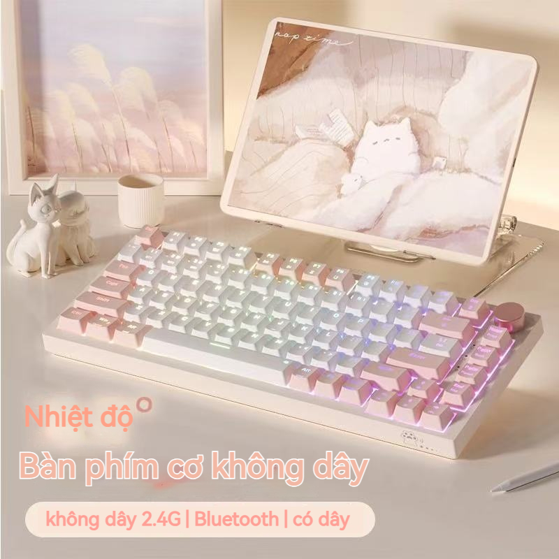 Bàn phím cơ gaming AK82 Không dây 2.4G/Bluetooth/có dây 87 phím 3 mode Hot-swap pin 5000mAh LED RGB cho máy tính/laptop | BigBuy360 - bigbuy360.vn
