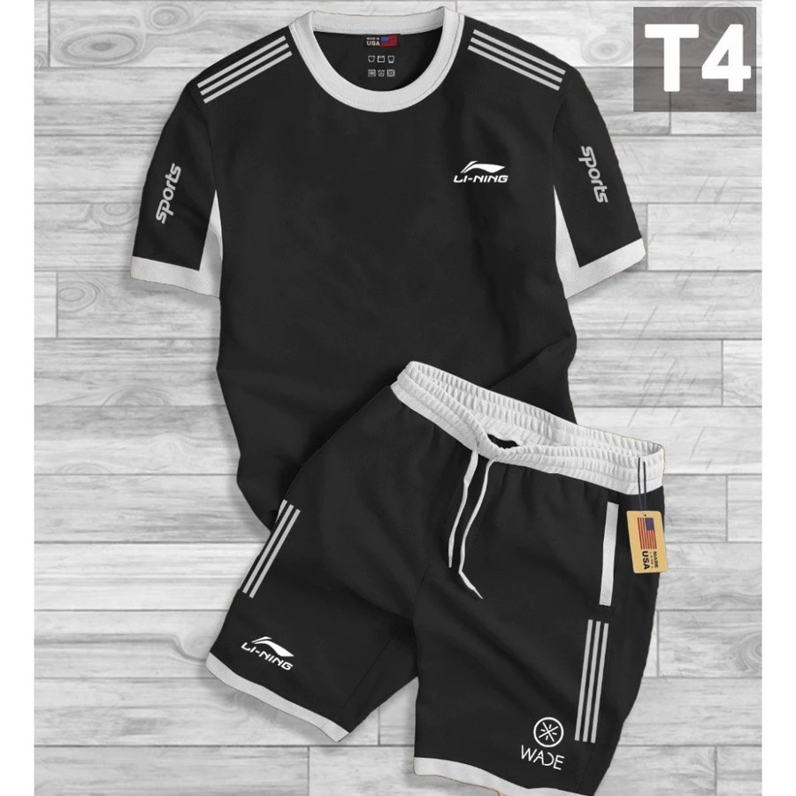 Bộ cộc nam Lining, đồ bộ nam thời trang, đồ bộ nam đi chơi, bộ cộc nam thể thao, bộ cộc du lịch