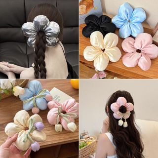  Cột tóc bông hoa to phồng 3D hàng loại 1 buộc tóc búi tóc hoa to scrunchies to dễ thương sang trọng Her Accessories 
