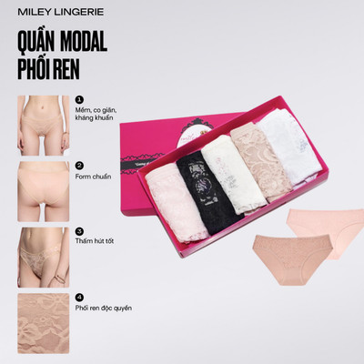 Hộp Quà Quần Lót Modal Phối Ren Sợi Dệt Thân Trước Miley Lingerie - Mềm Mại, Thoáng Khí.