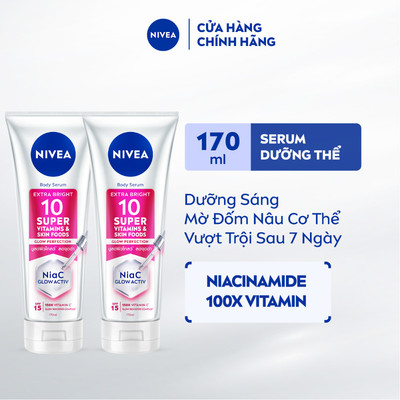 Bộ 2 Serum Dưỡng Thể NIVEA 10 Super Vitamins & Skin Foods Sáng Da Mờ Thâm Sau 5 Ngày (170 ml) - 93830x2