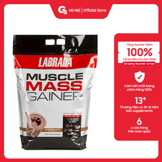 Sữa tăng cân nhanh vượt trội Labrada Muscle Mass Gainer 12Lbs (5,4 kg) giàu calo & protein Gymstore