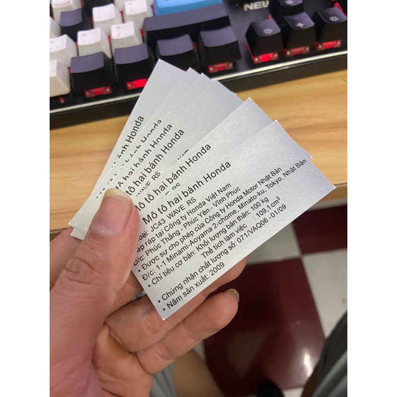 Tem thông số, năm sản xuất wave RS 110