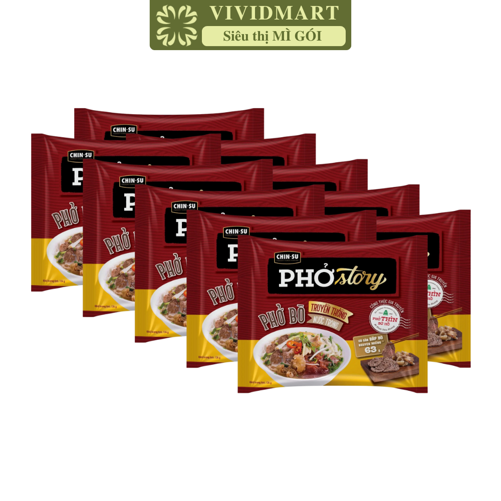 [SET 10 GÓI] - MASAN - Chinsu Phở Story GÓI 131g (CÓ THỊT THẬT), Phở Thìn bờ hồ ăn liền, Phở bò truy