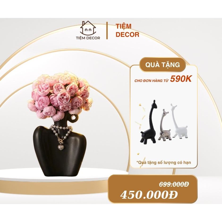 Bình Hoa Gốm Tạo Hình Nghệ Thuật, Bình Hoa Tượng Nữ Thần Decor, Trang Trí Phòng Khách, Phòng Ngủ