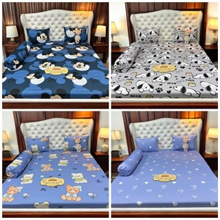 Mẫu Hoạt hình. Bộ ga giường thun Latico siêu lạnh Lụa (áo gối ôm khoá kéo)