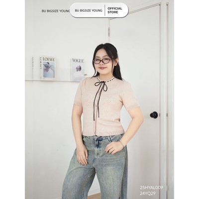 Áo len cổ tròn luồn dây BIGSIZE (55kg đến 95kg) – 25HYAL009 - [BU Bigsize Young]