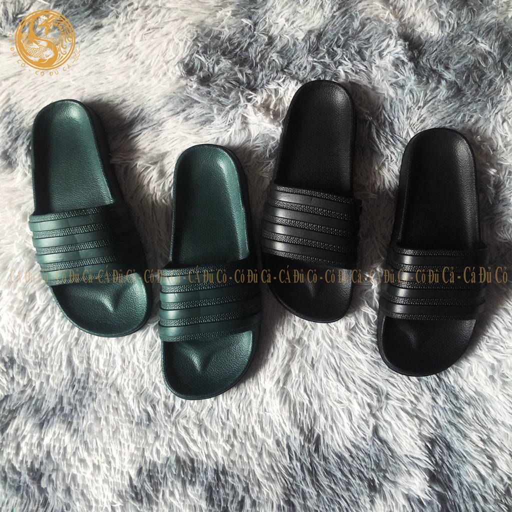 Dép đúc nam đen 4 vạch quai ngang đế bằng thời trang đi văn phòng sân vườn du lịch hàng Việt Nam