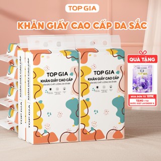 Khăn giấy cao cấp TopGia Đa Sắc 6 bịch, giấy rút treo tường 1280 tờ 4 lớp bằng bột gỗ nguyên chất