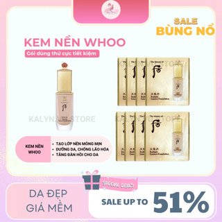   Combo 50 gói  Kem nền Whoo tái sinh che phủ hoàn hảo tái tạo da - Essence Radiant Foundation 1ml 