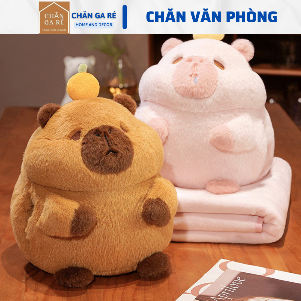  Chăn gối văn phòng đa năng gấu capy gấu dâu tây gấu lotso thú kèm chăn hình thú nhồi bông chăn gối gấu bông giá rẻ 