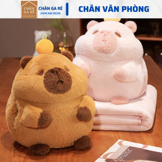  Chăn gối văn phòng đa năng gấu capy gấu dâu tây gấu lotso thú kèm chăn hình thú nhồi bông chăn gối gấu bông giá rẻ 