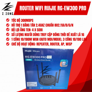 Bộ phát WiFi Ruijie RG-EW300 PRO (Tốc độ 300Mbps, quản lý qua app) 1 WAN+3 LAN 100Mbps