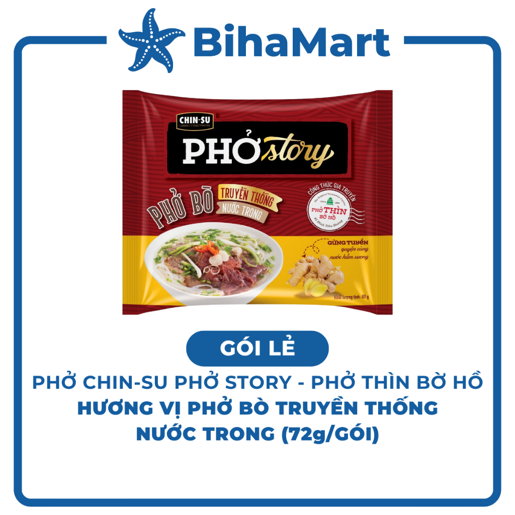 [GÓI LẺ] - MASAN - Chin-su Phở Story (không thịt) hương vị Phở bò truyền thống nước trong, Phở bò Ch