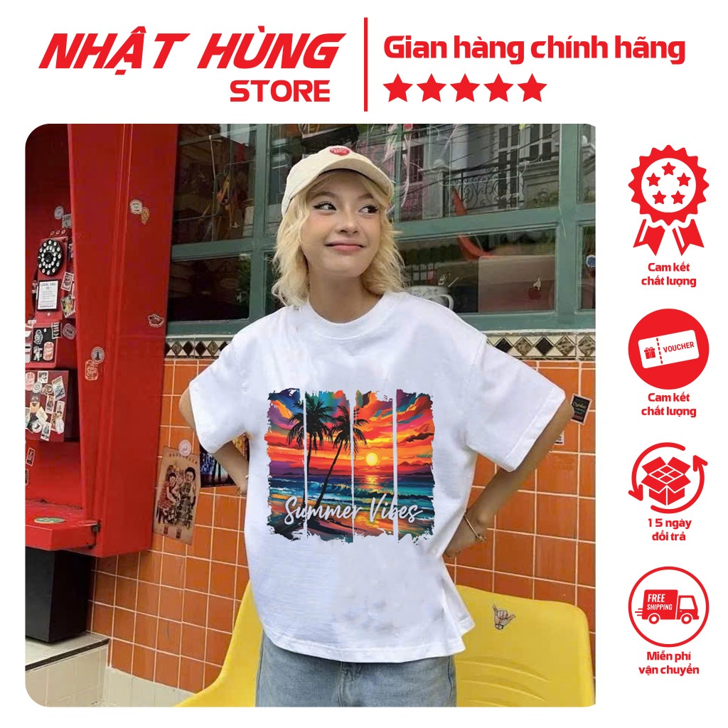 Áo thun du lịch hè in hình SUMMER cho bé gái, bé trai, áo thun cho bố mẹ áo thun gia đình hiệu Nhật 