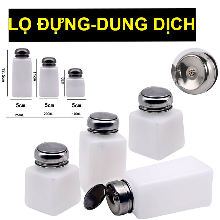 Lọ Chiết Mỹ Phẩm Chai Đựng Dung Dịch Axeton Nước Tẩy Mạch PCB Lọ Đựng Hóa Chất Nhựa PE Nắp Nhôm