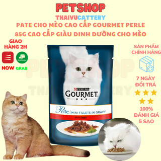 Pate GOURMET PERLE 85G cao cấp giàu dinh dưỡng cho mèo mọi lứa tuổi Thaivucattery