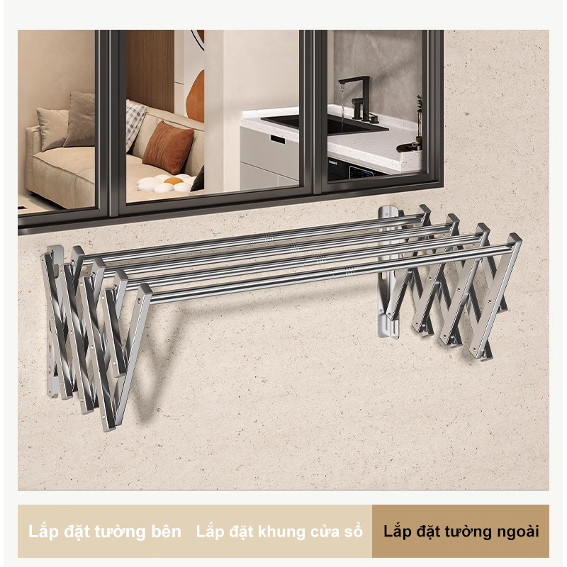 𝐌𝐚𝐫𝐬 Inox 304 Giàn Phơi Thông Minh Sào Phơi Dồ Gấp Gọn Thể Điều Chỉnh Giá Phơi Quần Áo Nhỏ Gọn đa năng | BigBuy360 - bigbuy360.vn