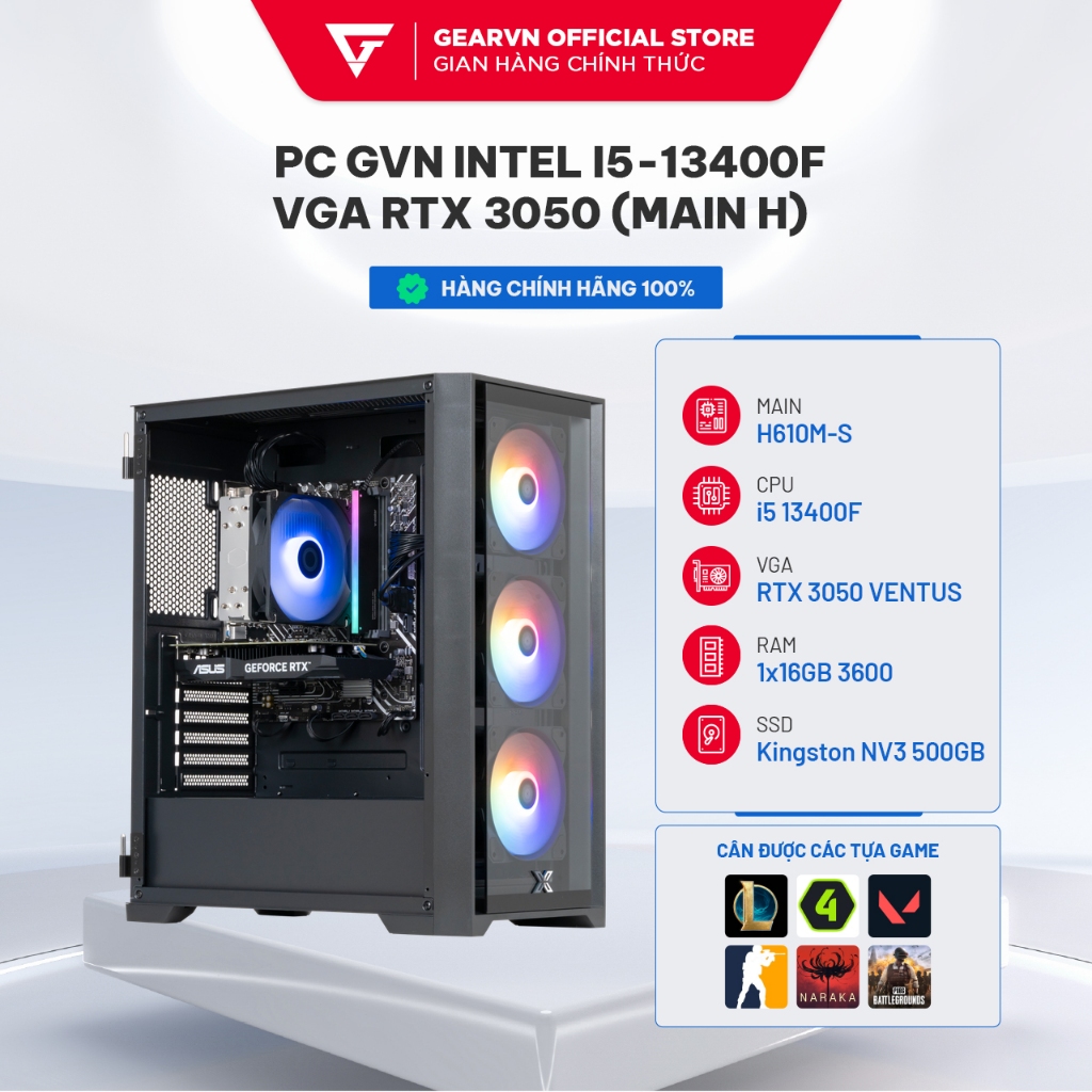 PC GVN Intel i5-13400F/ VGA RTX 3050 (Main H) - I5 Gen 13 - 16GB RAM