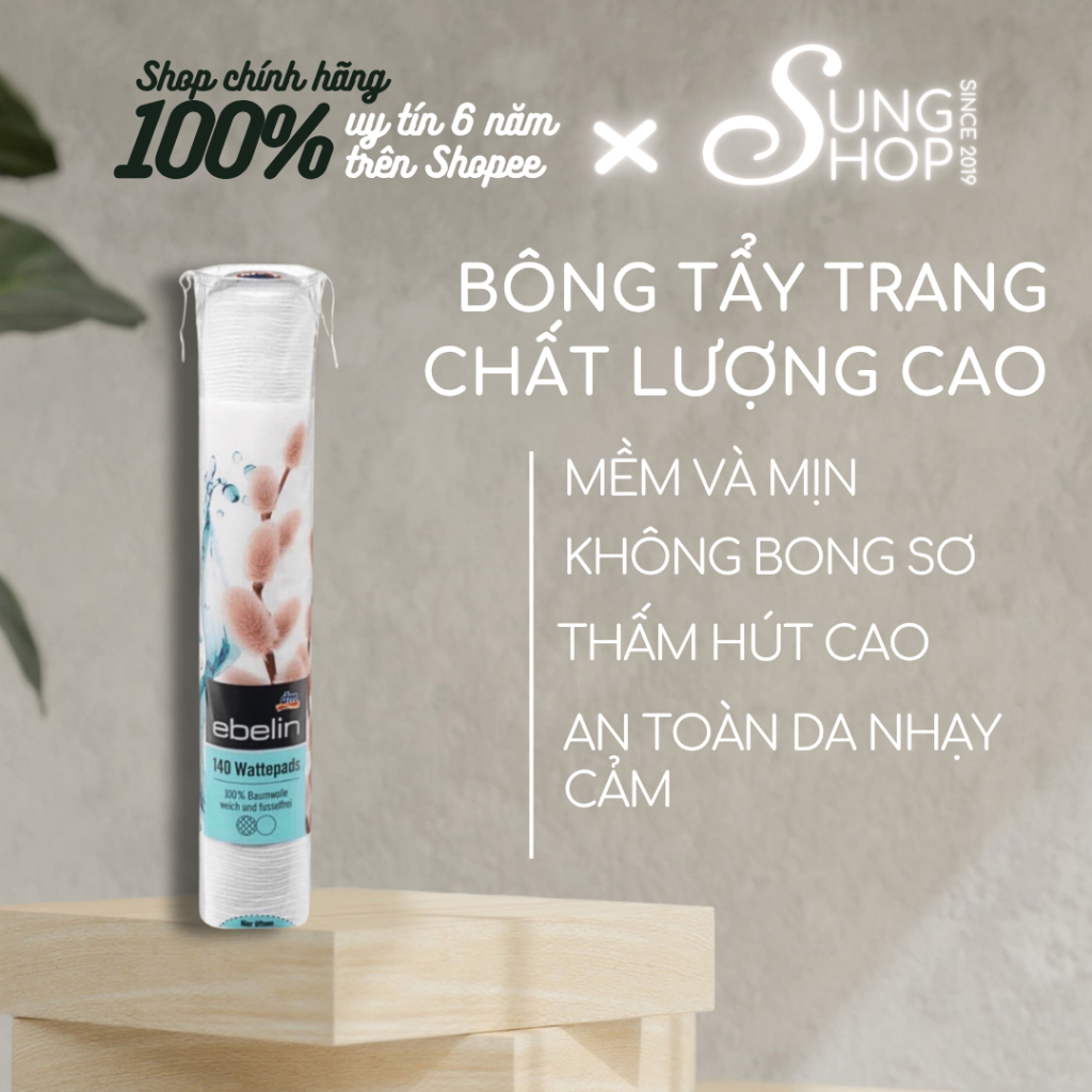 Bông tẩy trang cao cấp Ebelin Đức mềm mịn