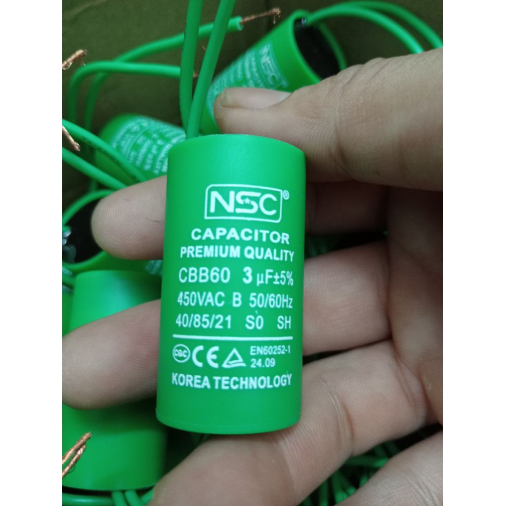 com bo 5 tụ quạt trần 3 uf, tụ nsc xịn