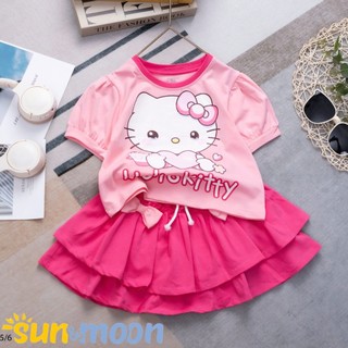  Sét váy cho bé 13kg-38kg chân váy xếp ly 2 tầng phối Áo thun cotton  sun&moon  