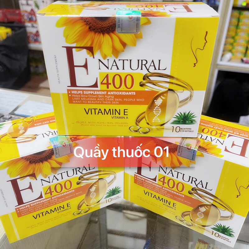 Viên uống Vitamin E Natural 400 Chống Oxy Hoá Đẹp Da - hộp 100 viên