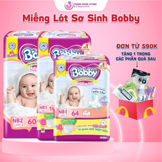 Miếng Lót Sơ Sinh Bobby NB1-108+6/NB1-64/NB2-60- Tã Dán Sơ Sinh NB70+4/S80+2 Cho Bé 3 Đến 7 Kg- Thanh Ngân Store