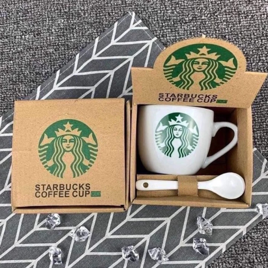 [Gift Tặng Không Bán] Bộ Ly Muỗng Sứ Starbuck