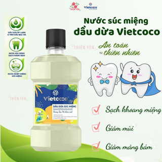 [ Nước súc miệng dầu dừa Vietcoco ] hương bạc hà giúp giảm vi khuẩn gây sâu răng, mảng bám