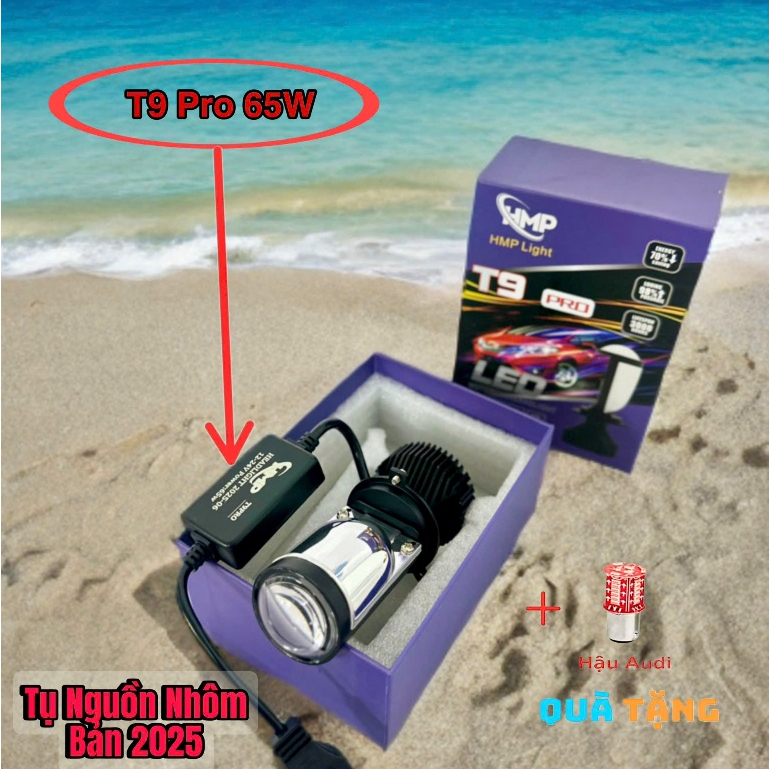 ( Mua Đèn Tặng Bóng Hậu  AuDi ) Đèn Led Pha Bi Cầu Mini T9 Pro Bản Cao Cấp 2025 65w HMP Light Chân H4 Bảo Hành 12 tháng