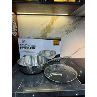 Chảo Inox Nguyên Khối Sâu Đáy KAILER-KL8228 Công Nghệ Nano Nhiệt Lạnh Chống Dính Không Cần Tôi Chảo. Có Vung Nắp