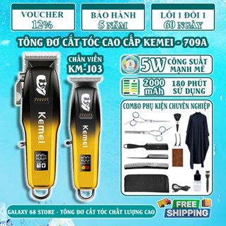 Tông Đơ Cắt Tóc Nam Không Dây Kemei 709A, J03 Tăng Đơ Cắt Tóc Gia Đình Cho Bé Lưỡi Sắc, Màn Hình LED