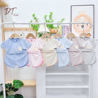 Bộ cộc tay vải Petit kẻ cao cấp cho bé trai và bé gái từ 6 Kg đến 16 Kg