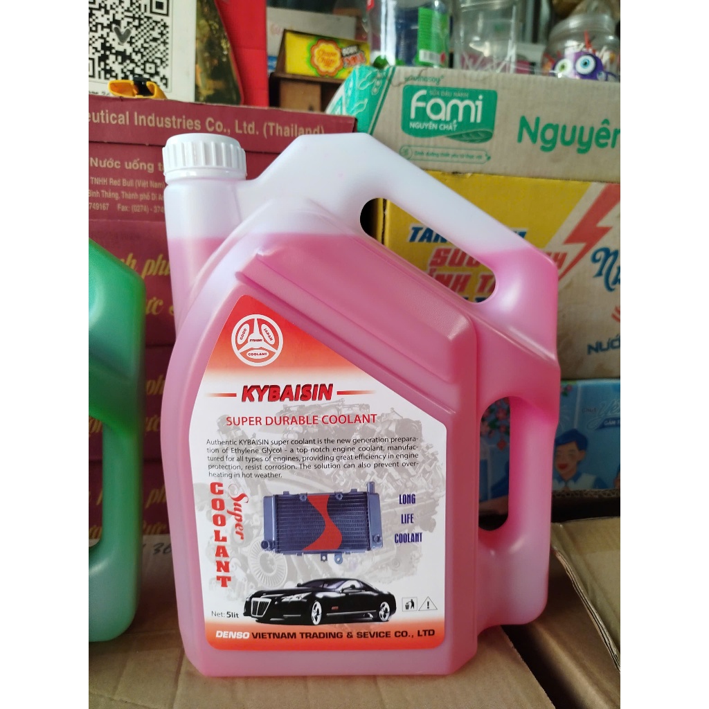 Nước làm mát động cơ ô tô màu đỏ Denso 5L can pha sẵn đa năng tiện dụng