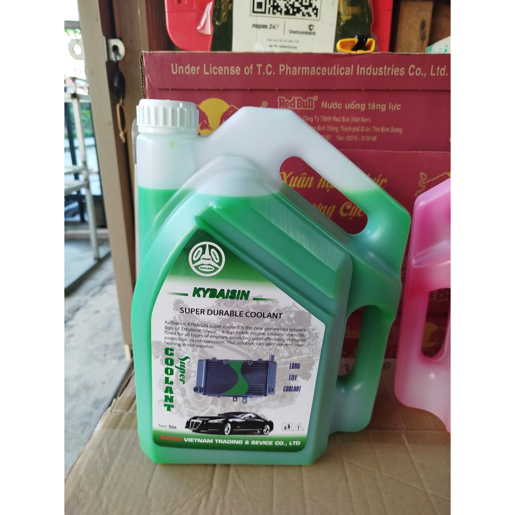Nước làm mát động cơ ô tô màu xanh Denso 5L can pha sẵn đa năng tiện dụng