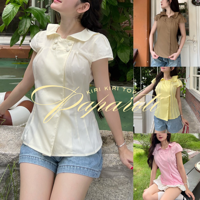 Kiri top - Áo sơ mi dáng tiểu thư phối nút - Paparoti.sg